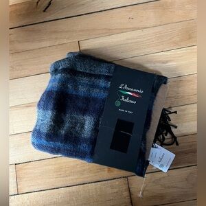 NWT L'Accessorio Italiano blue striped acrylic scarf